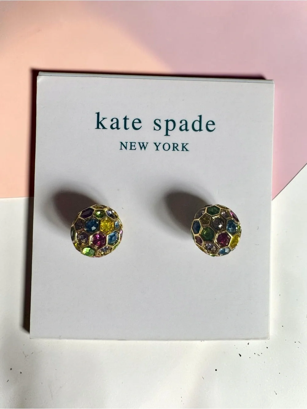 kate spade gold-tone multicolor crystal cluster stud earrings